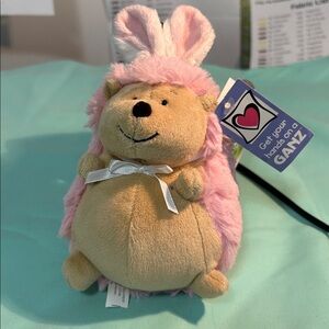 Ganz Hoppy Hedgehog with Pink Bunny Ears 6.5” Plush NWT Lovey Stuffy